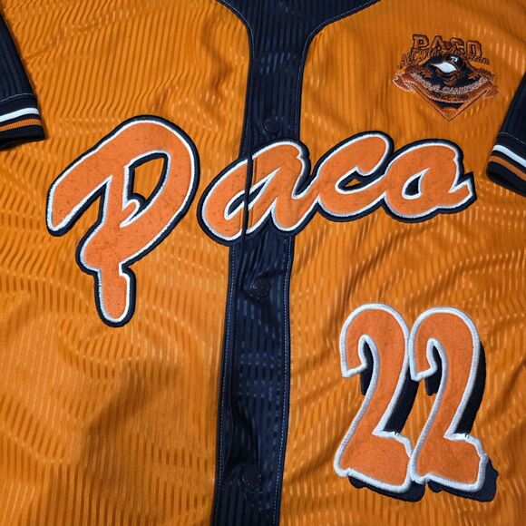 Vintage Y2K Paco Jeans Mens Baseball Jersey Orange And Black Button Up Size XXL - Picture 5 of 10